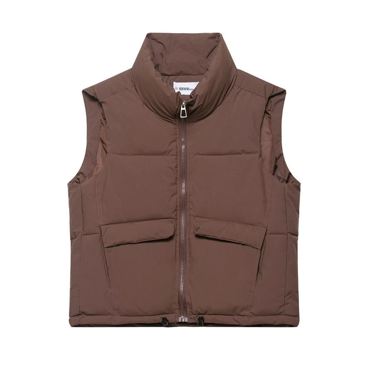 Women's trendy quilted vest with high collar and practical pockets Lune London