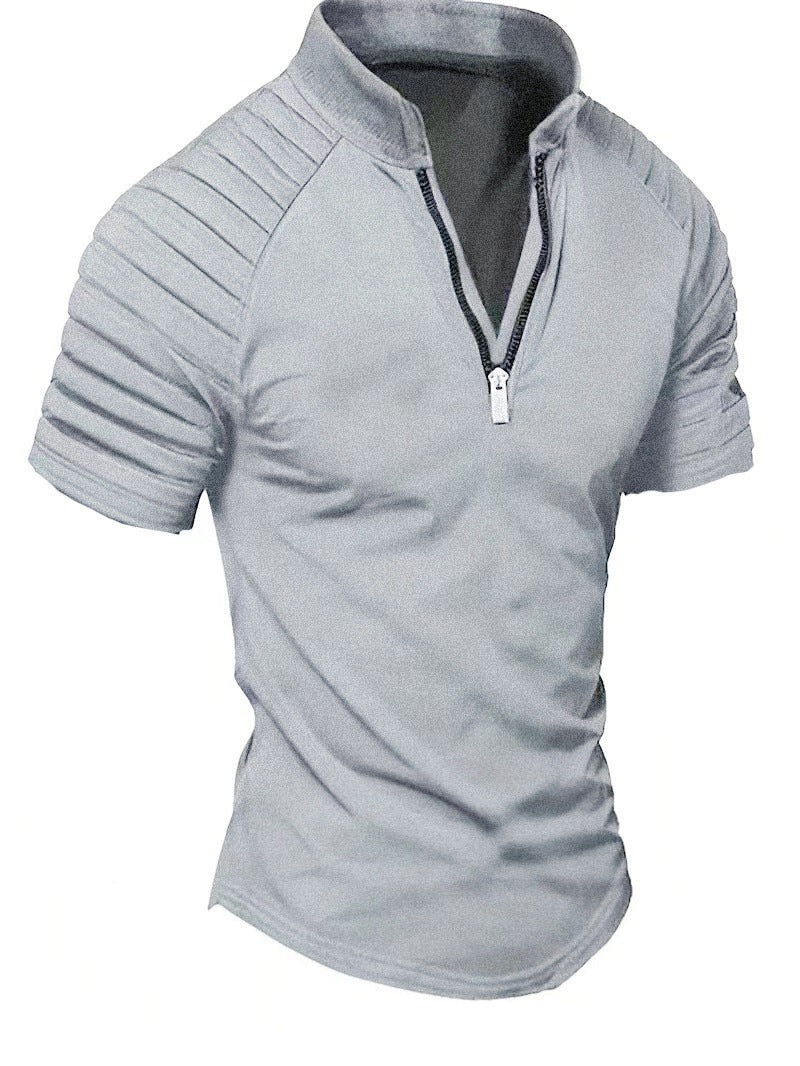 Short Sleeve Sports T-Shirt for Men with Structured Zipper Lune London
