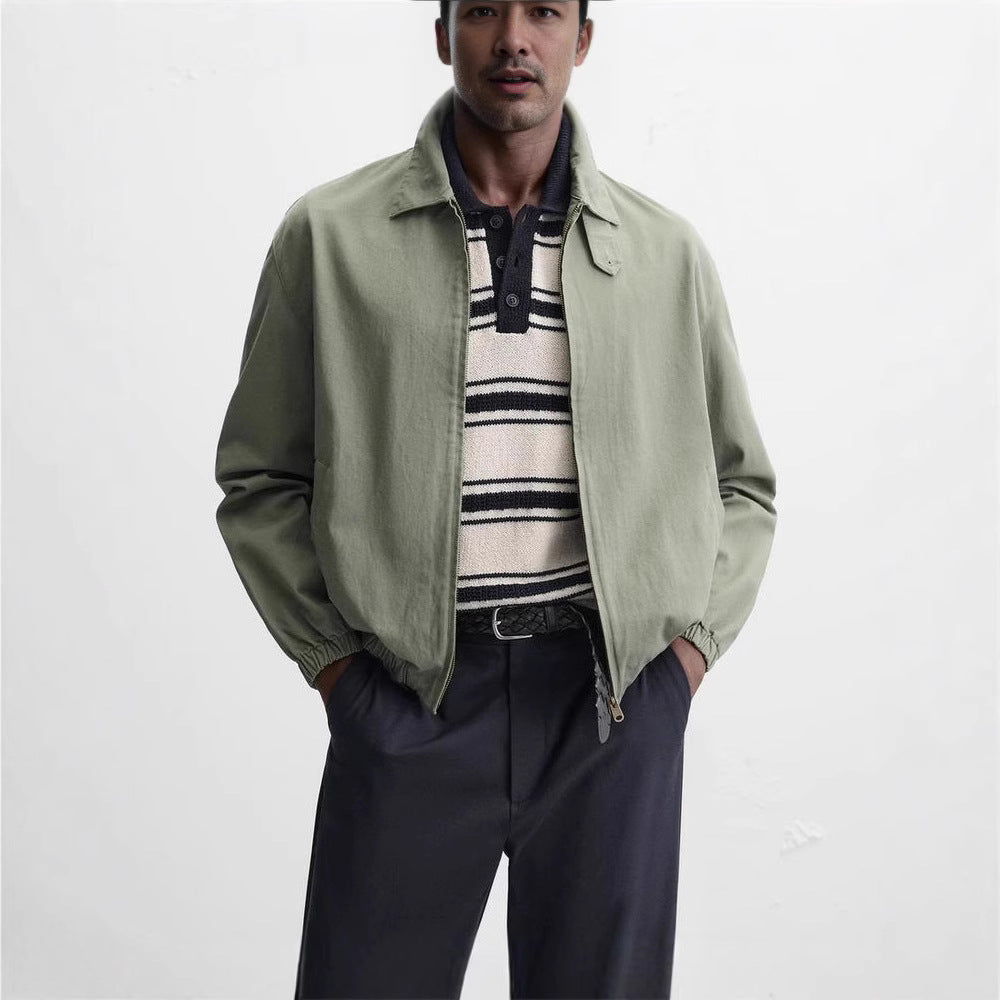 Men's Lightweight Short Blouson in Harrington Style with Zipper and Elastic Cuffs Amarae
