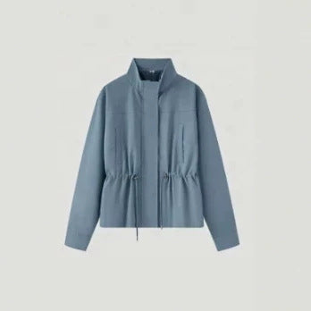 Women's Lightweight Tailored Transition Jacket with Stand-Up Collar, Drawstring and Concealed Closure Amarae