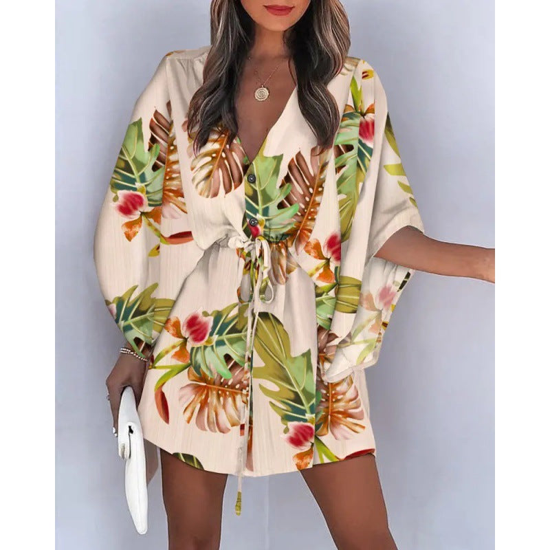 Floral Print Button Dress Lune London for Women