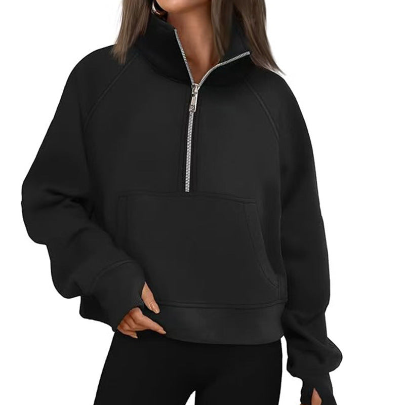 Women's Sporty Hoodie with High Collar Lune London