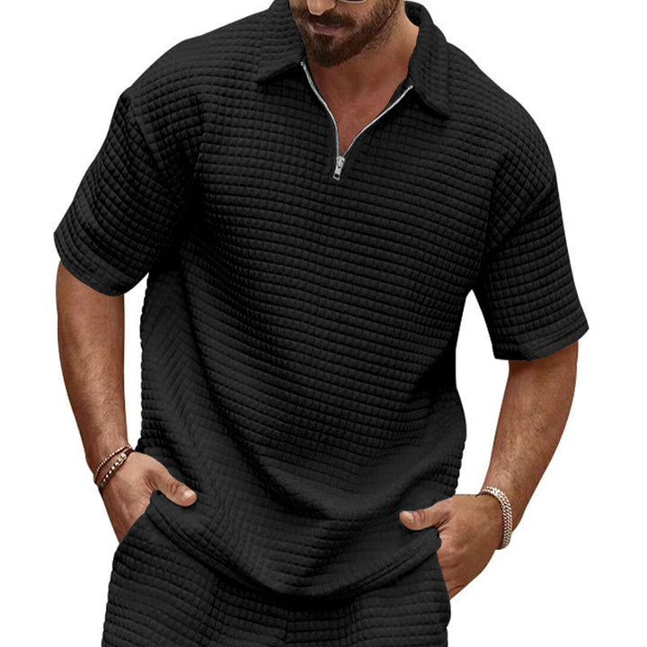 Casual short sleeve polo T-shirt for men with textured design Lune London