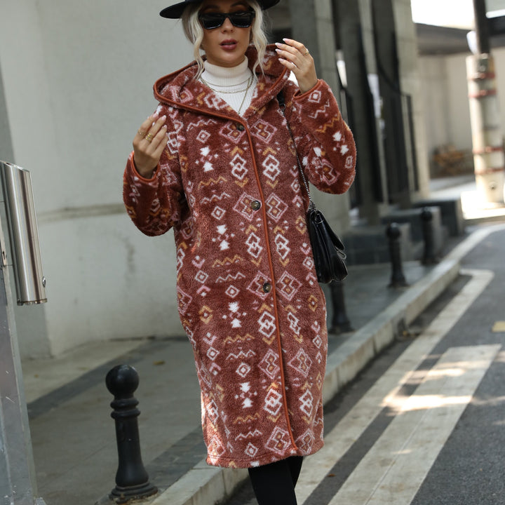 Long coat for women with Aztec pattern Lune London