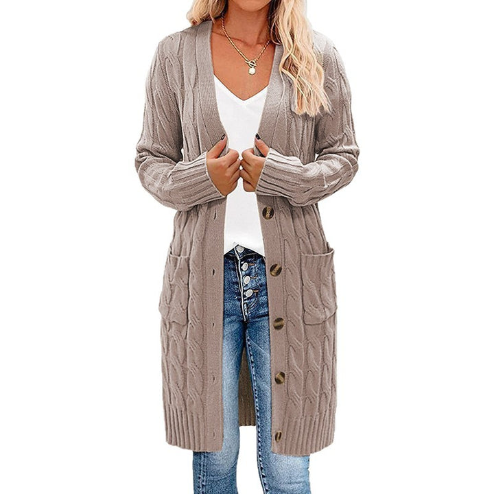 Knit jacket for women with deep V-neck and practical pockets Lune London