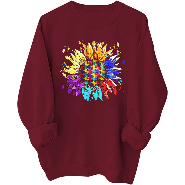 Sweatshirt pour femmes avec un design créatif de fleur de puzzle et une coupe confortable Chic & Stil