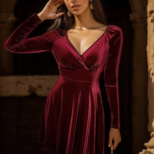 Amarae Long Sleeve V Neck Wrap Dress for Women