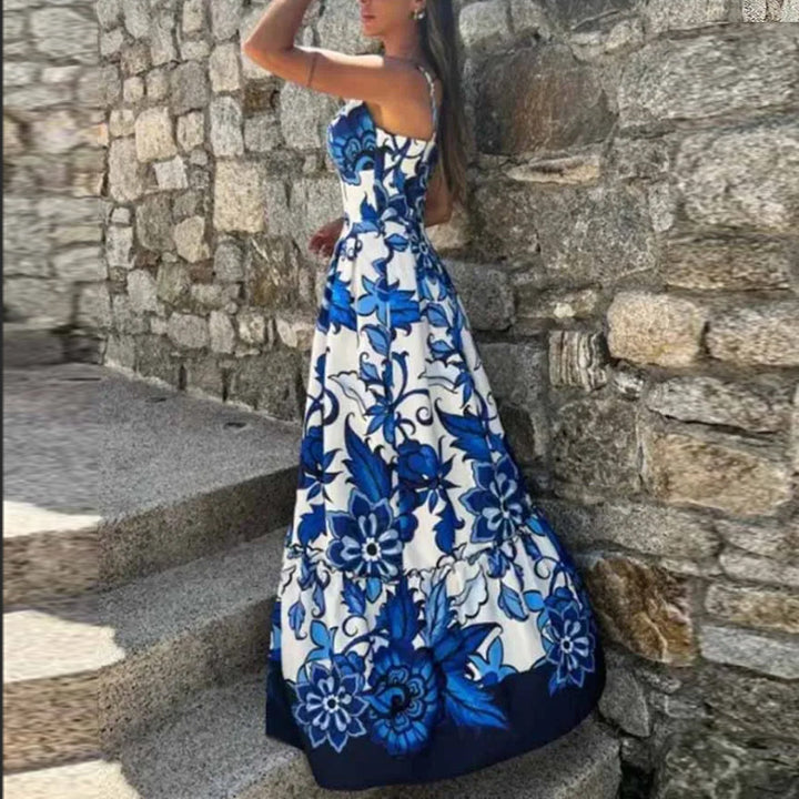 Robe maxi femme avec décolleté en V profond et motif floral Chic & Stil