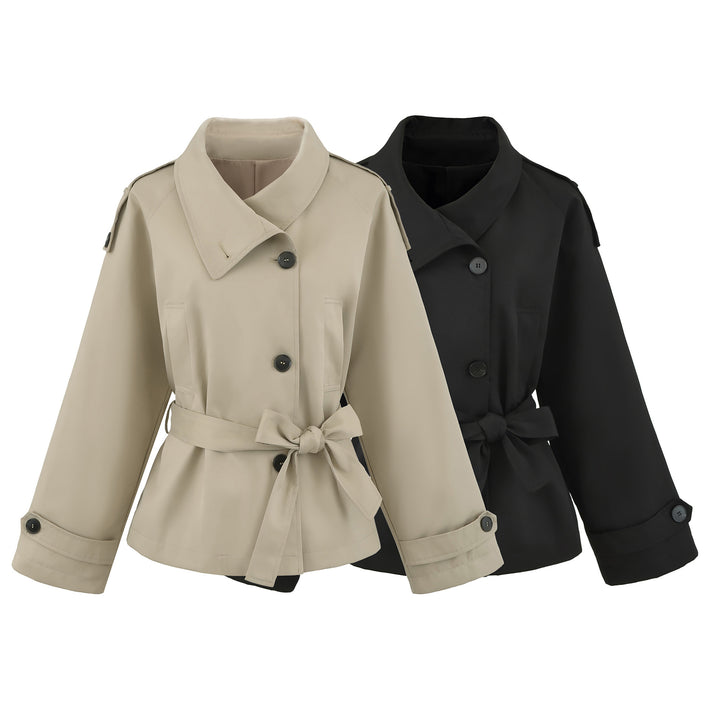 Ladies short trench with tie belt and wide arm Amarae