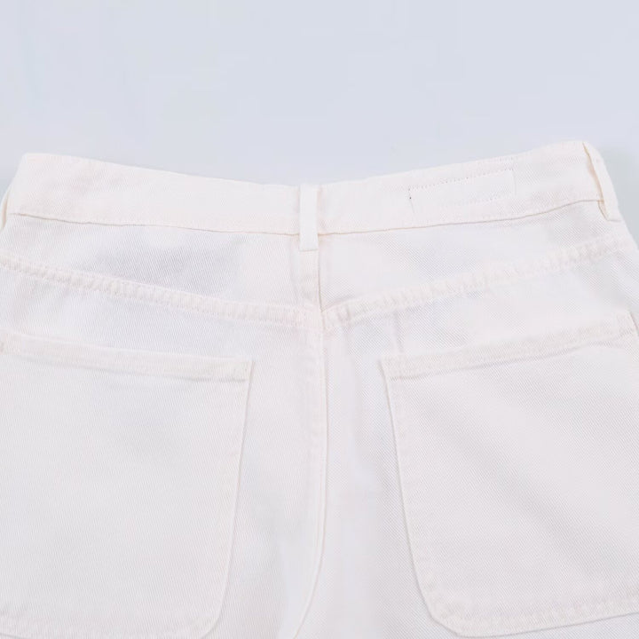 Ladies High-Waist Wide-Leg Jeans with patch front pockets and center seam detail Amarae