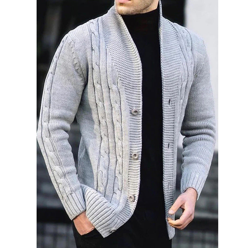 Cardigan for men with cable pattern and shawl collar Lune London