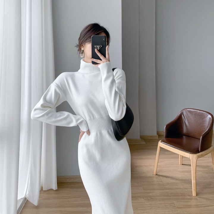Robe tricotée pour femmes avec col montant et silhouette ajustée Chic & Stil