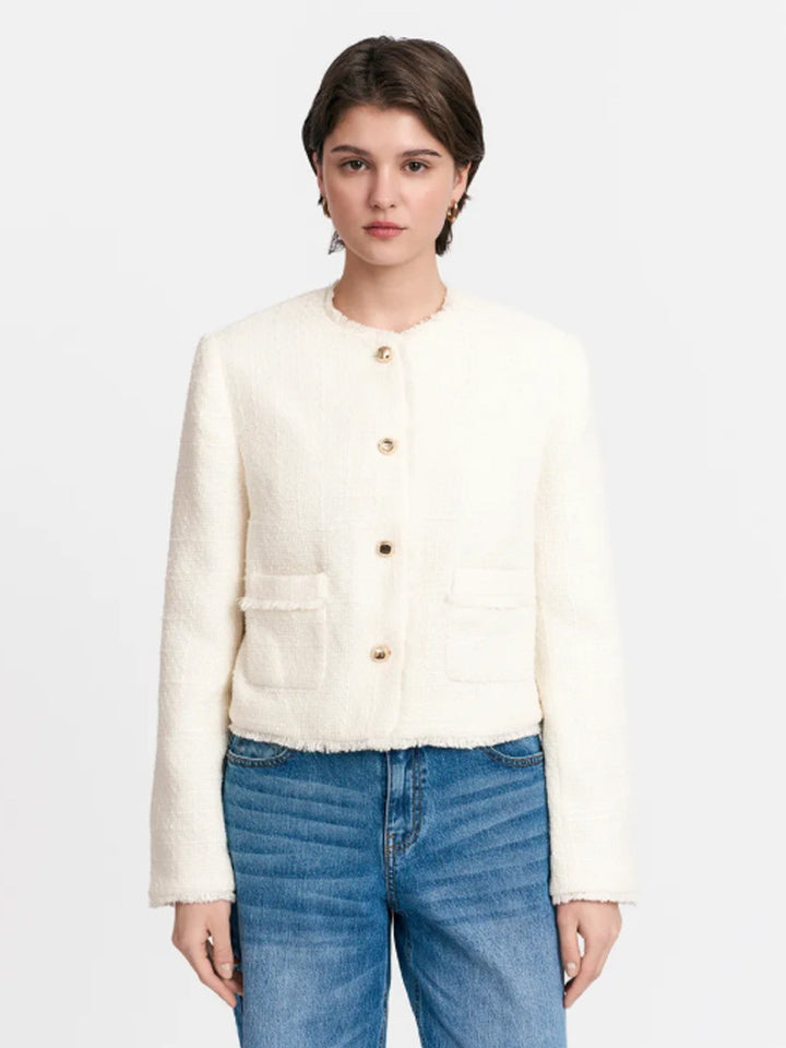 Women's Short Blazer made of Boucle with Pearl Buttons Amarae