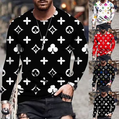Men's long sleeve shirt with a creative design and colorful symbols Amarae