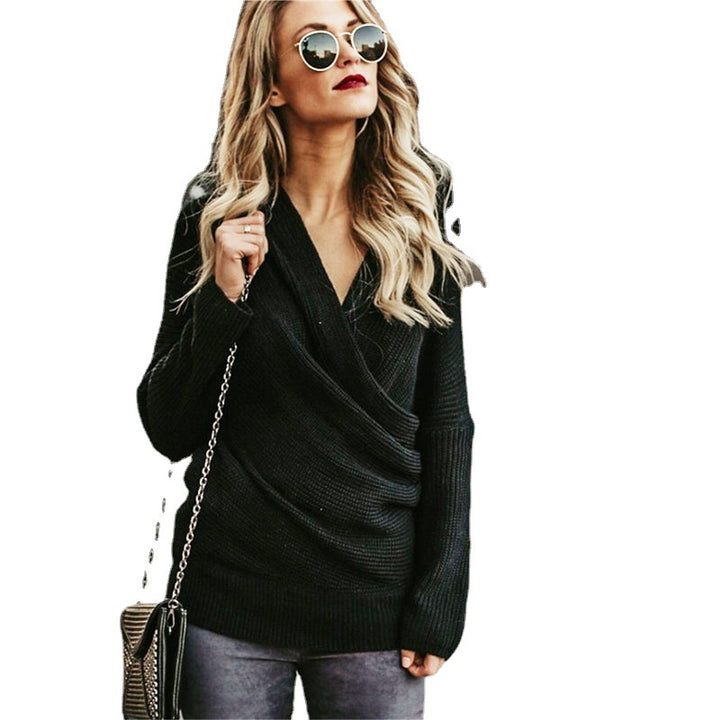 Pull-over tricot décolleté pour femmes avec design drapé et coupe décontractée Lune London