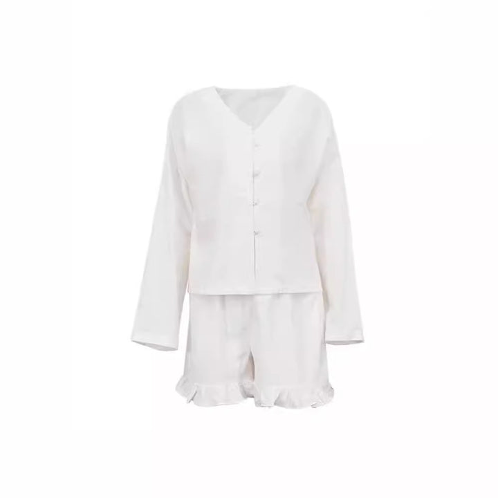 Light linen set for women with ruffle details Lune London