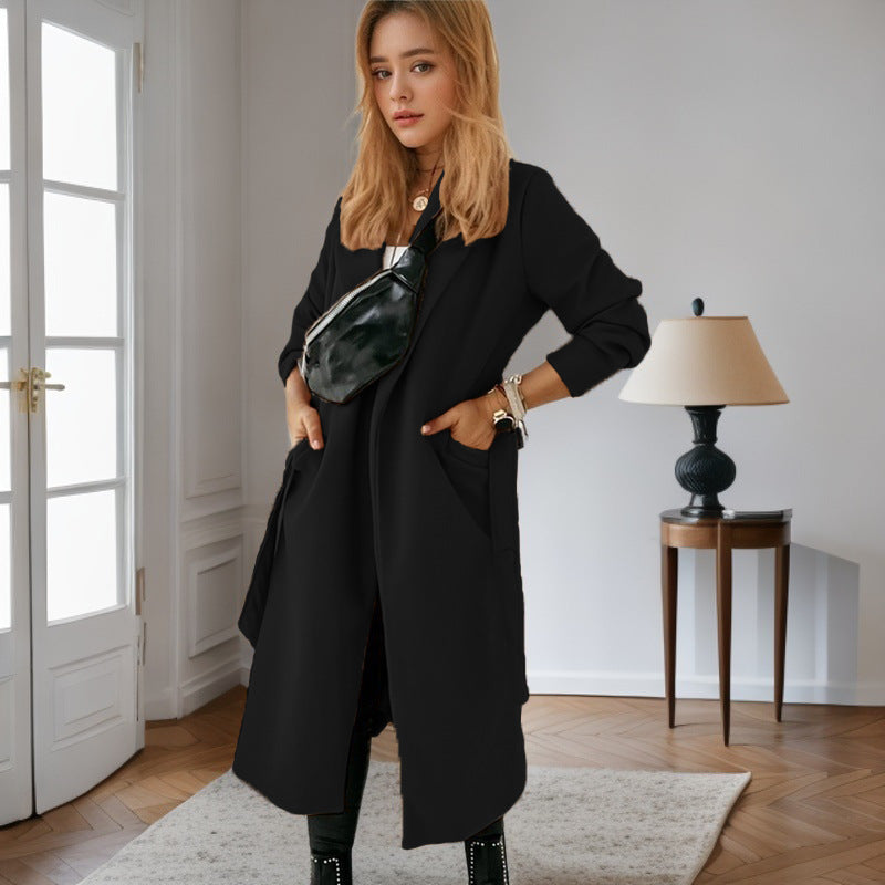 Trendy long jacket for women with practical pockets Amarae