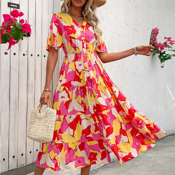 Lune London Floral Button Midi Dress for Women