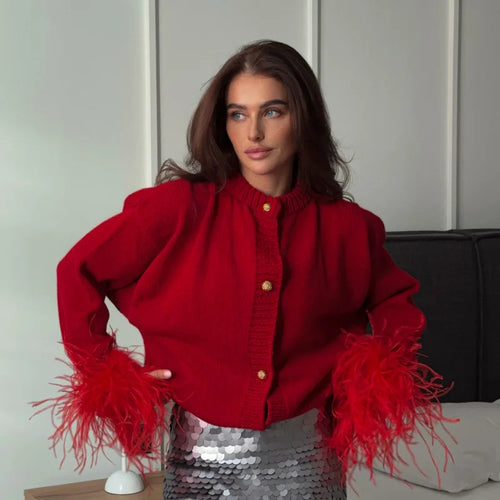 Ladies Chic Waistcoat with Feathered Sleeves Amarae