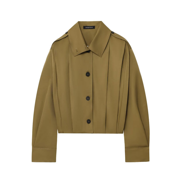 Ladies cropped utility jacket with structured pleats Lune London