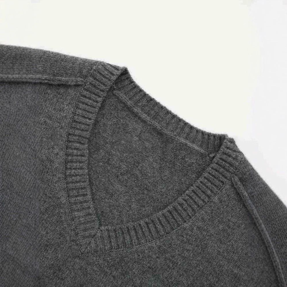 Pull V côtelé pour femmes en laine de haute qualité Chic & Stil