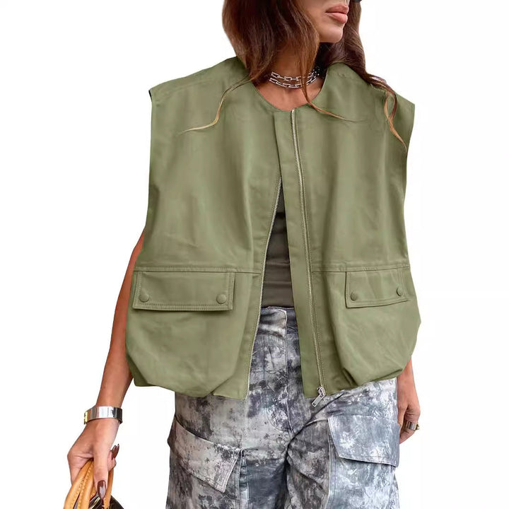 Women's Stylish Utility Vest with Zipper Lune London