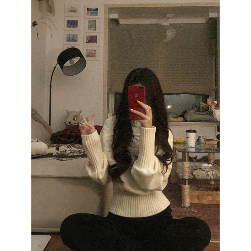 Pull en tricot surdimensionné pour femmes avec col montant et design texturé Chic & Stil