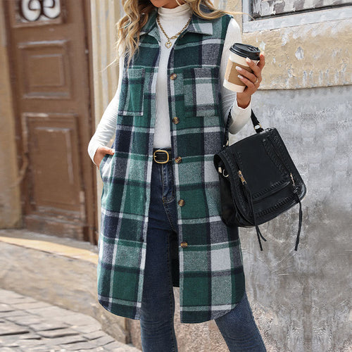 Ladies Long Square Cardigan with Buttons and Practical Pockets Amarae