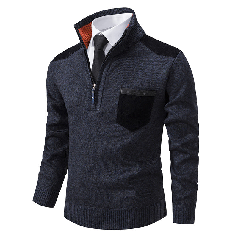 Elegant knitted sweater for men with collar and pockets Lune London