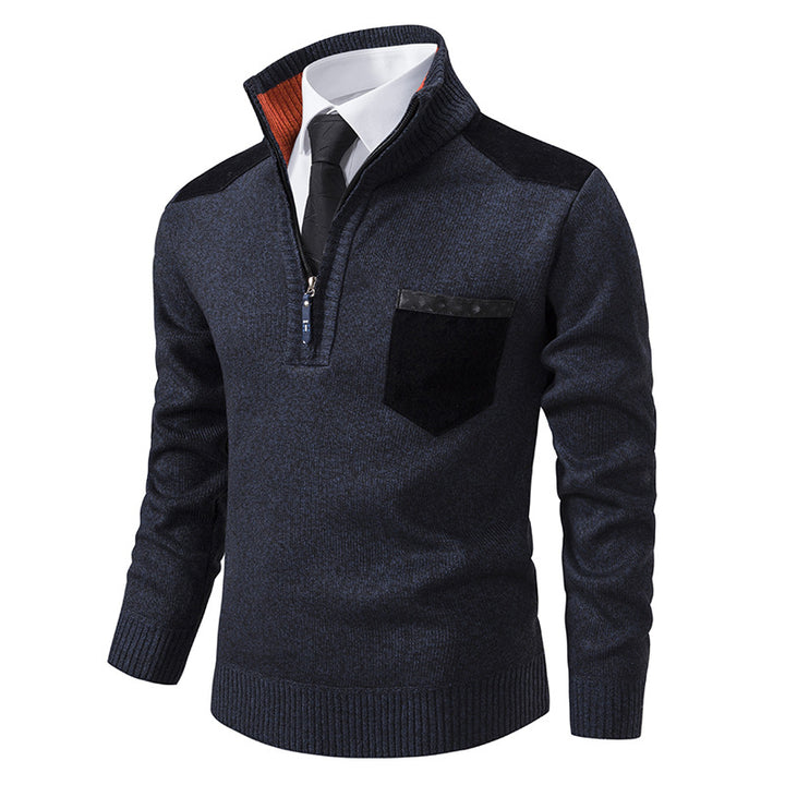 Elegant knitted sweater for men with collar and pockets Lune London