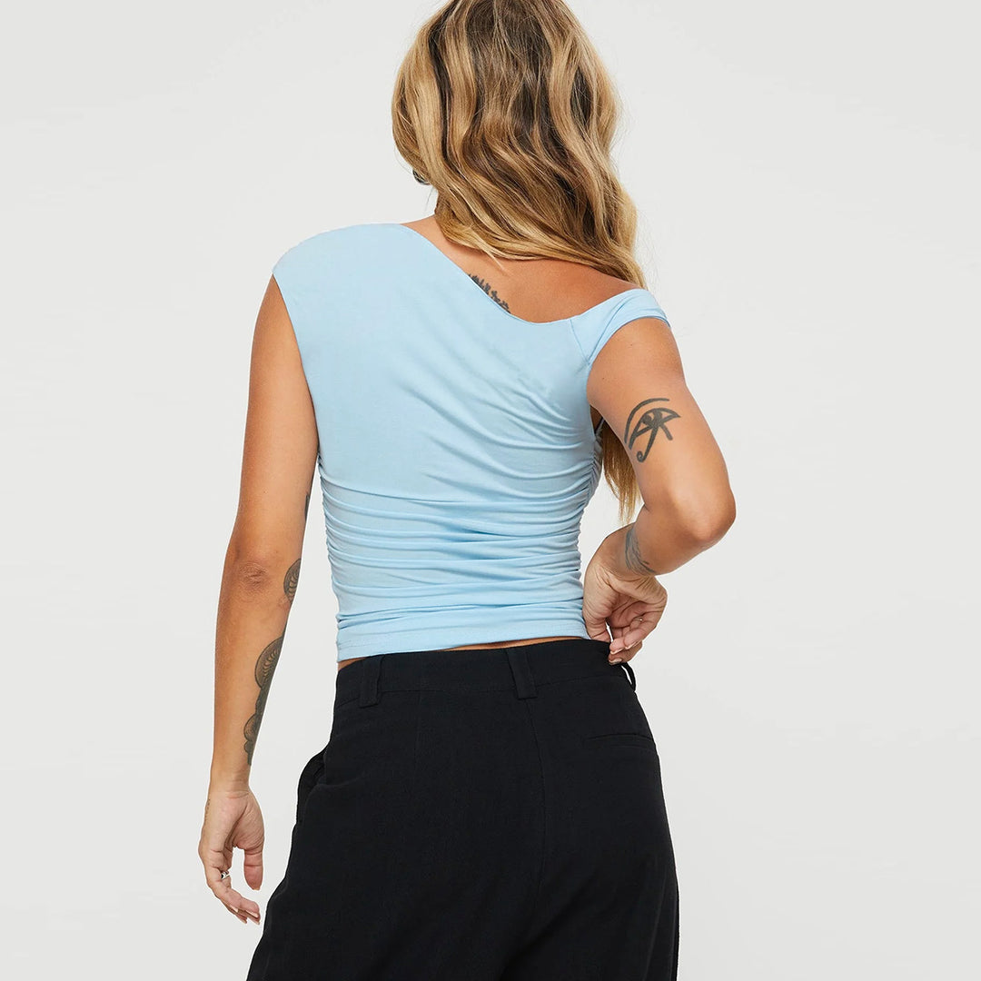 Women's asymmetrical top with off-shoulder design and elegant cut Lune London