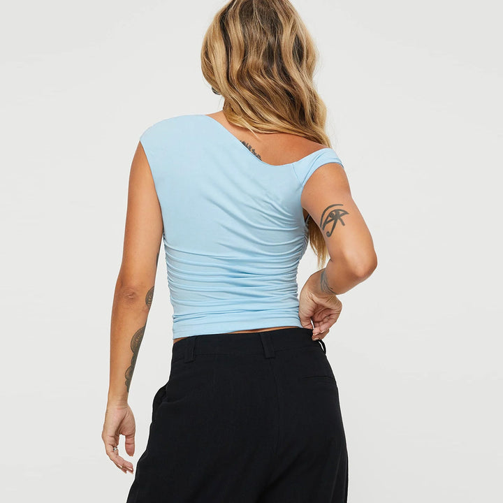Women's asymmetrical top with off-shoulder design and elegant cut Lune London