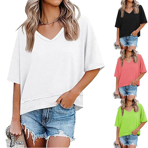 Amarae loose casual V-neck t-shirt for women