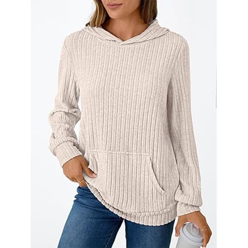 Ladies cozy hoodie with ribbed design and practical kangaroo pocket Amarae