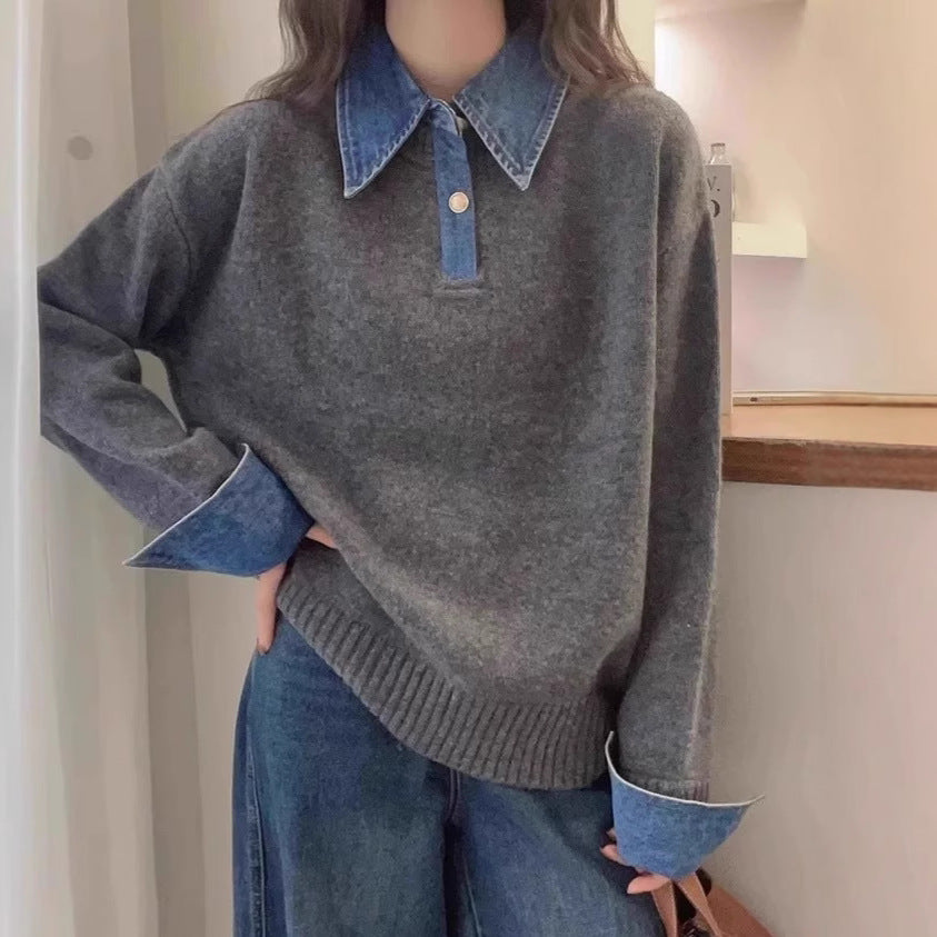 Pull femme avec un col de chemise tendance et un matériau doux Chic & Stil