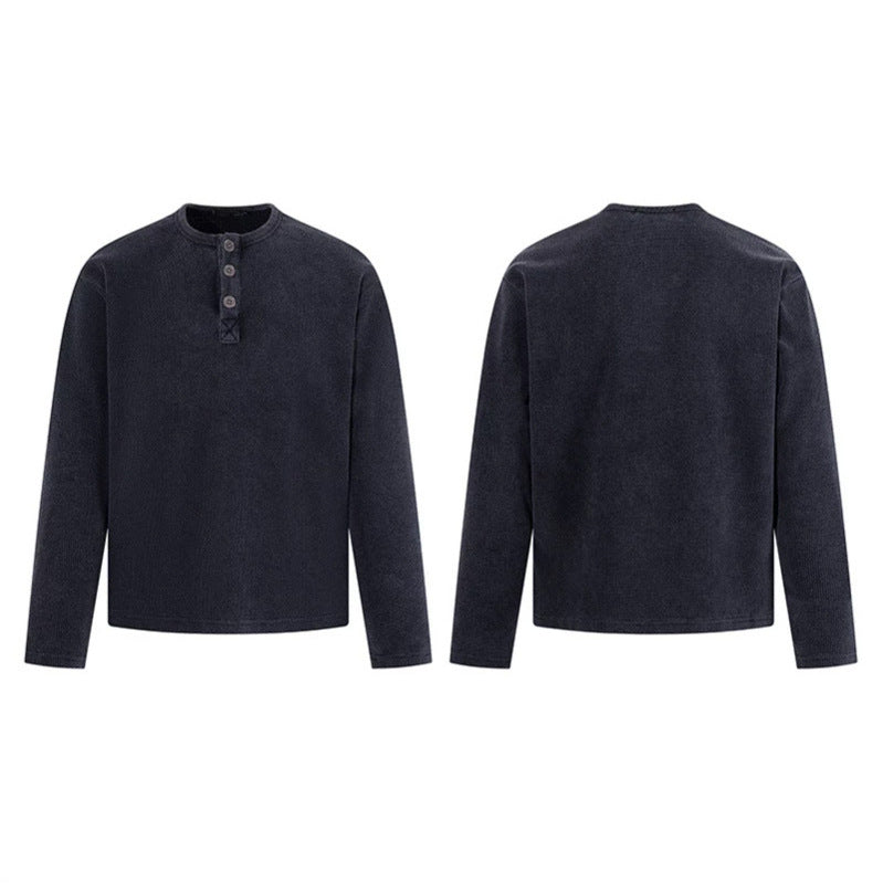 Men's Waffle Knit Henley Shirt with Button Placket and Casual Regular Fit Amarae