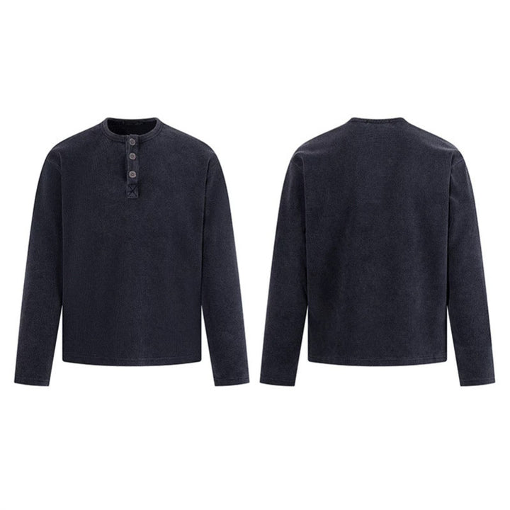 Men's Waffle Knit Henley Shirt with Button Placket and Casual Regular Fit Amarae