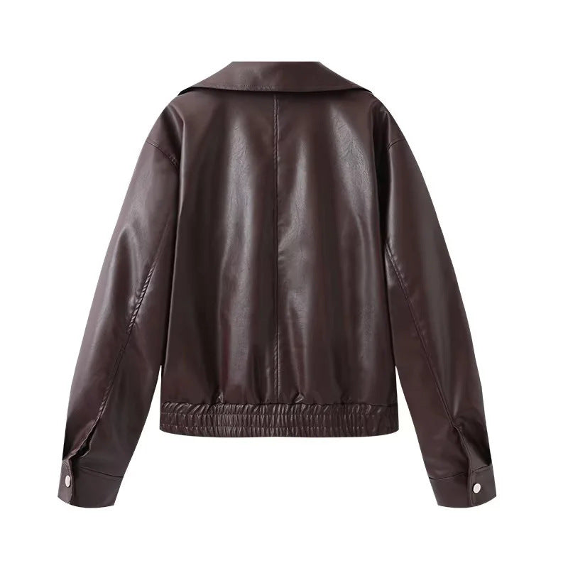 Faux leather jacket for women with a loose fit and casual details Lune London