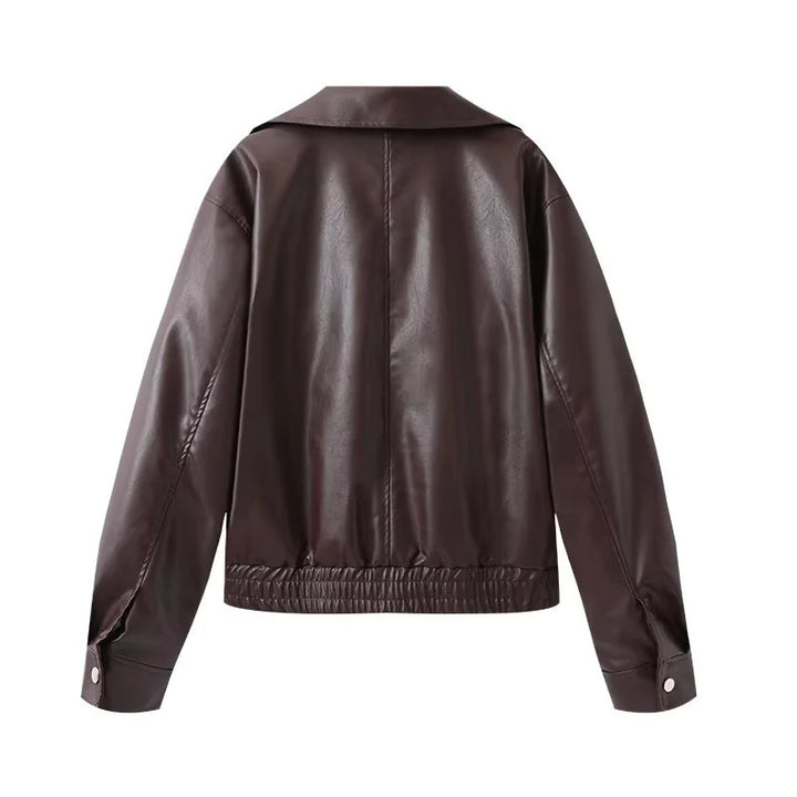 Faux leather jacket for women with a loose fit and casual details Lune London
