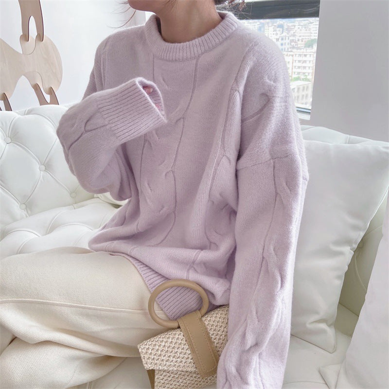 Pull en tricot épais pour femme avec un élégant motif en câble et une coupe décontractée Chic & Stil