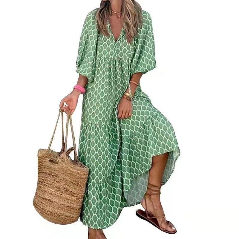 Boho Chic maxi dress with ruffles for women