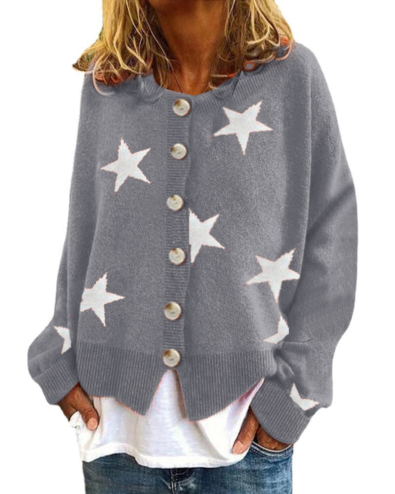 Casual knitted jacket for women with star pattern Lune London