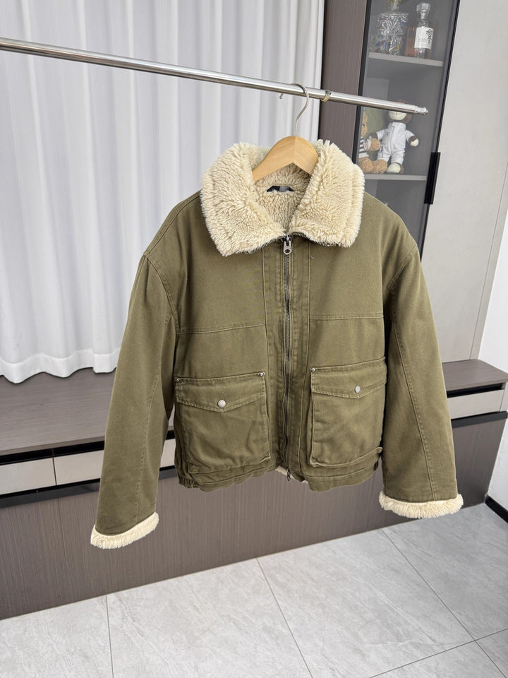 Men's short jacket in utility style with teddy collar and padded lining Amarae