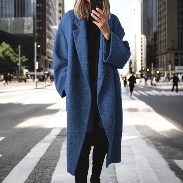 Oversized wool coat for women with modern accents and two buttons Amarae