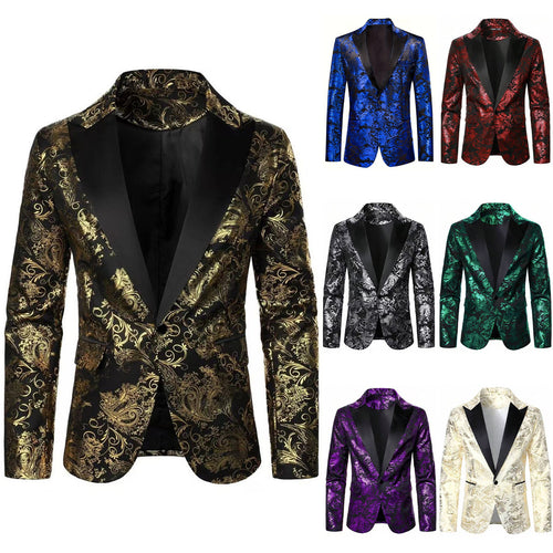 Elegant velvet blazer for men with floral pattern Amarae