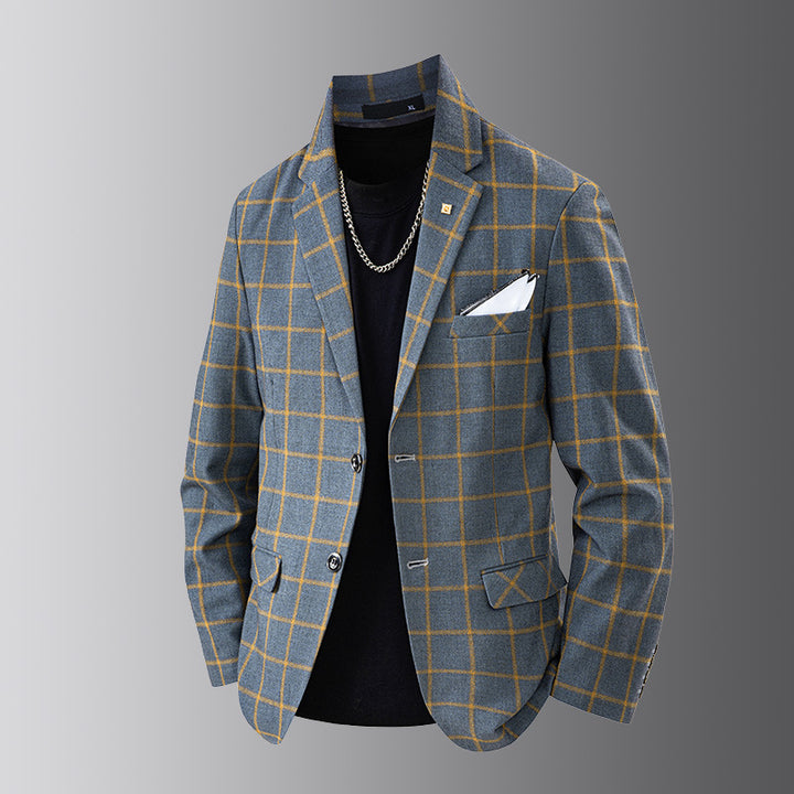 Elegant men's blazer with a checked design and a fine inner lining Lune London