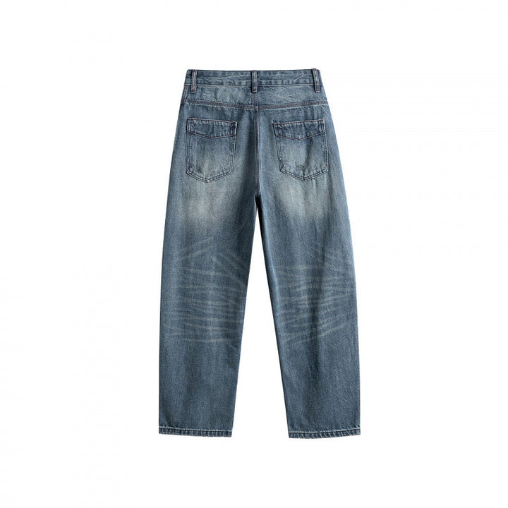 Men's relaxed fit jeans with high waist and used fade Amarae