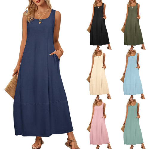Casual cut maxi dress for women with practical pockets Amarae