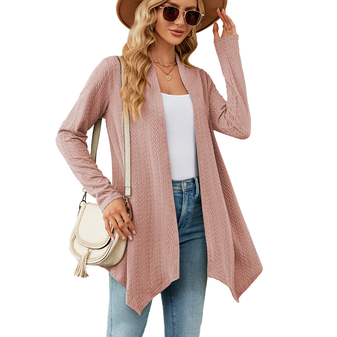 Ladies knitted vest with structured waffle pattern and open front Lune London