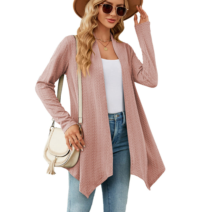 Ladies knitted vest with structured waffle pattern and open front Lune London